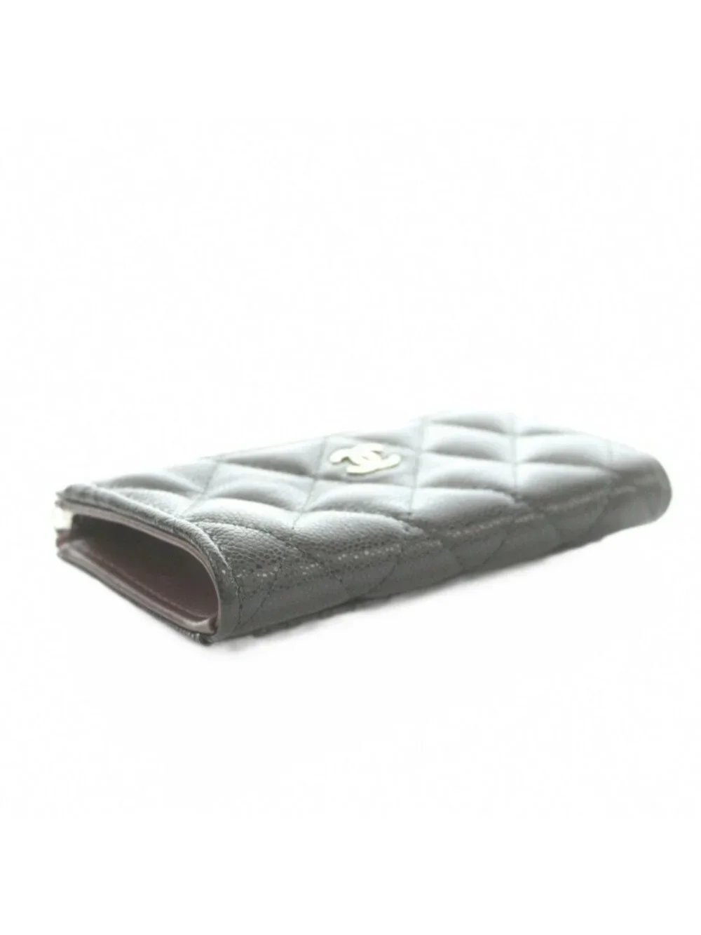 Chanel Classic Zip Card Case CC Logo Shiny Grained Calfskin Cavius Quilted - Picture 6 of 8